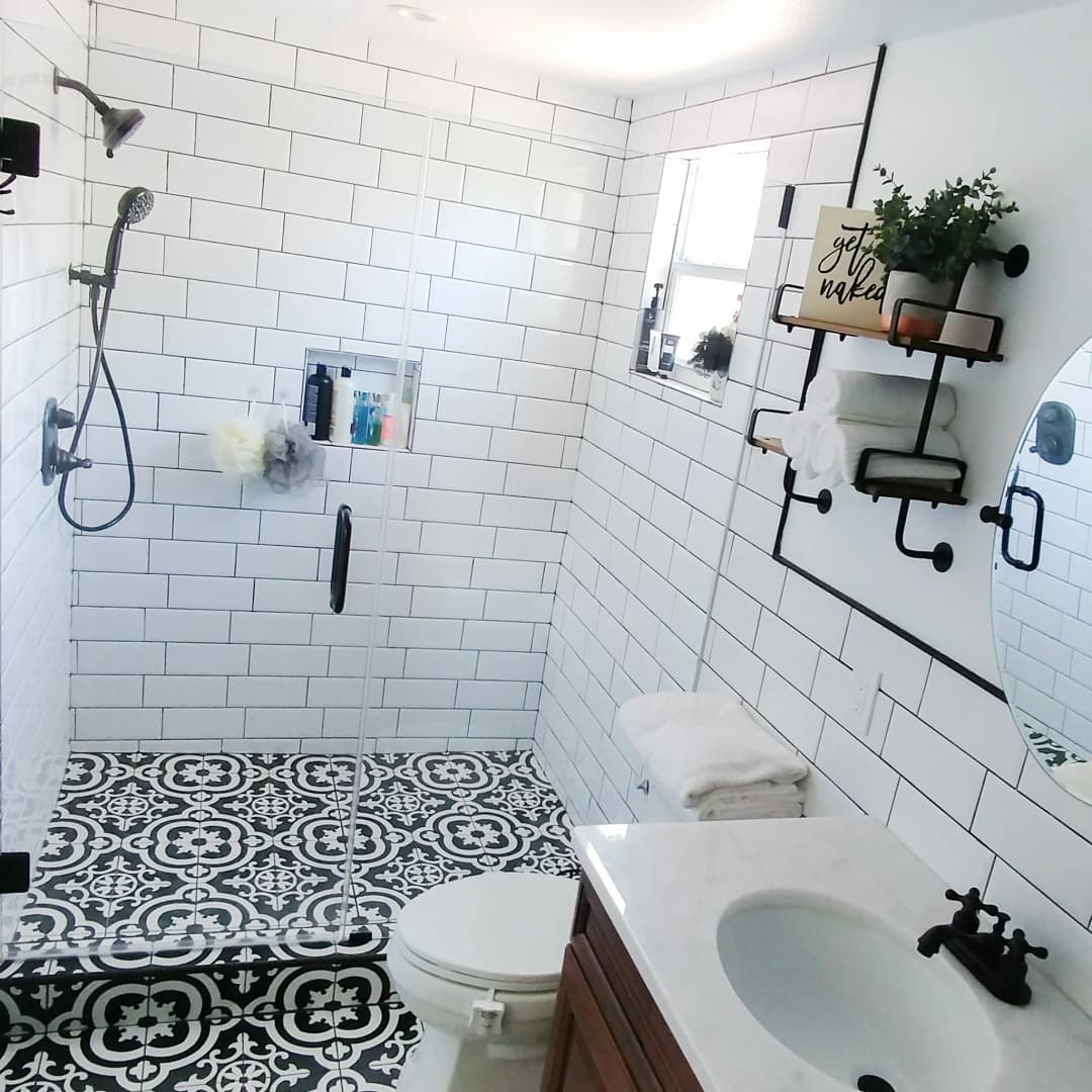 Modern bathroom with subway tiles
