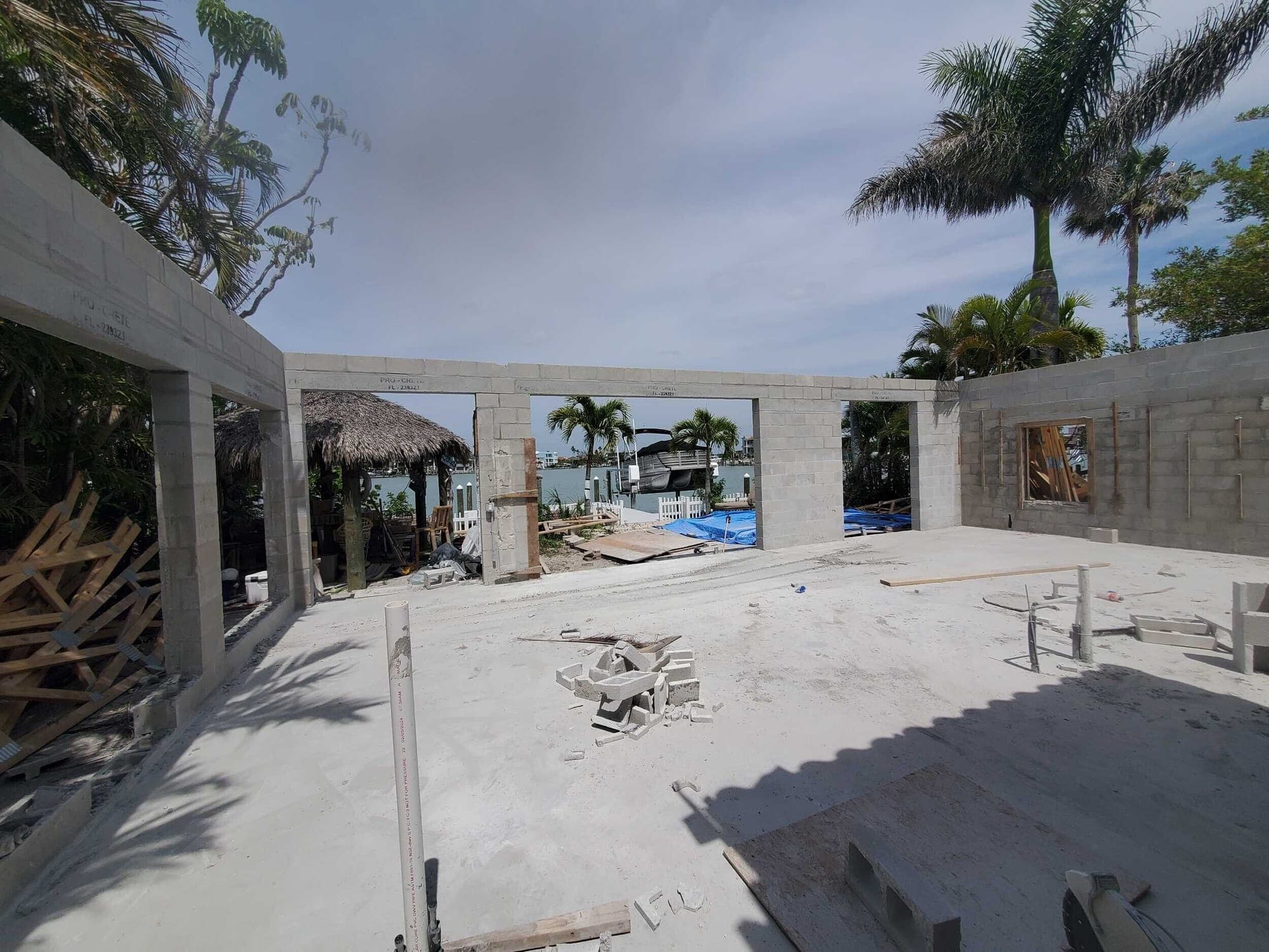 Interior framing of a custom home in St. Petersburg showing wall structure and electrical rough-in