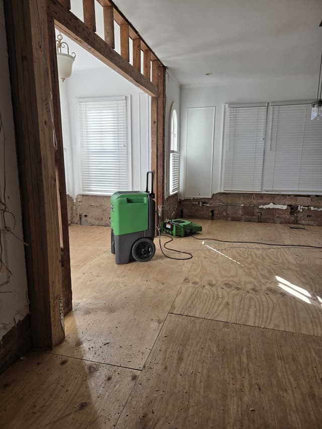 Gut renovation in progress showing exposed framing in a historic St. Petersburg home