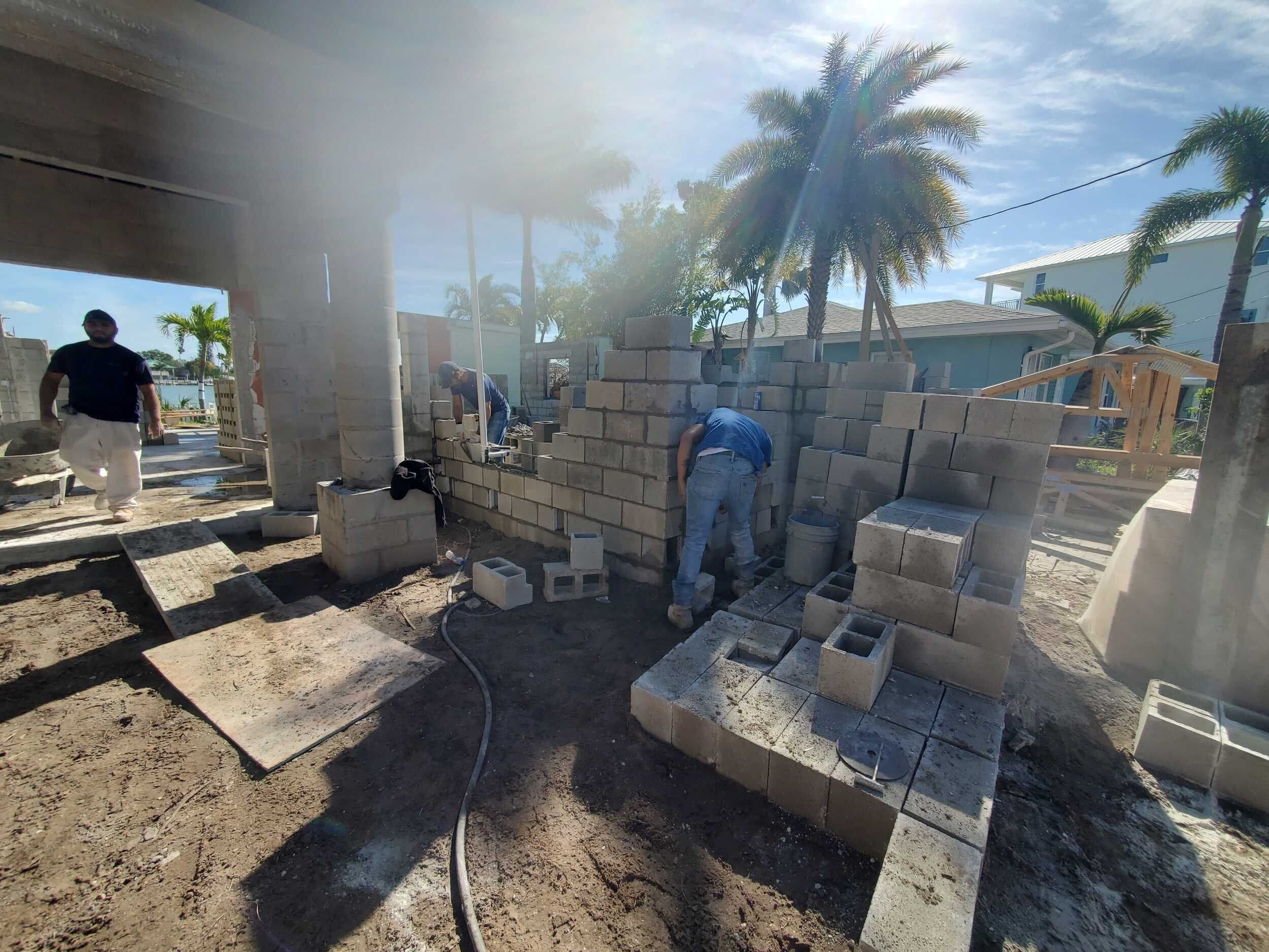 Block wall framing for a home addition foundation in Pinellas County