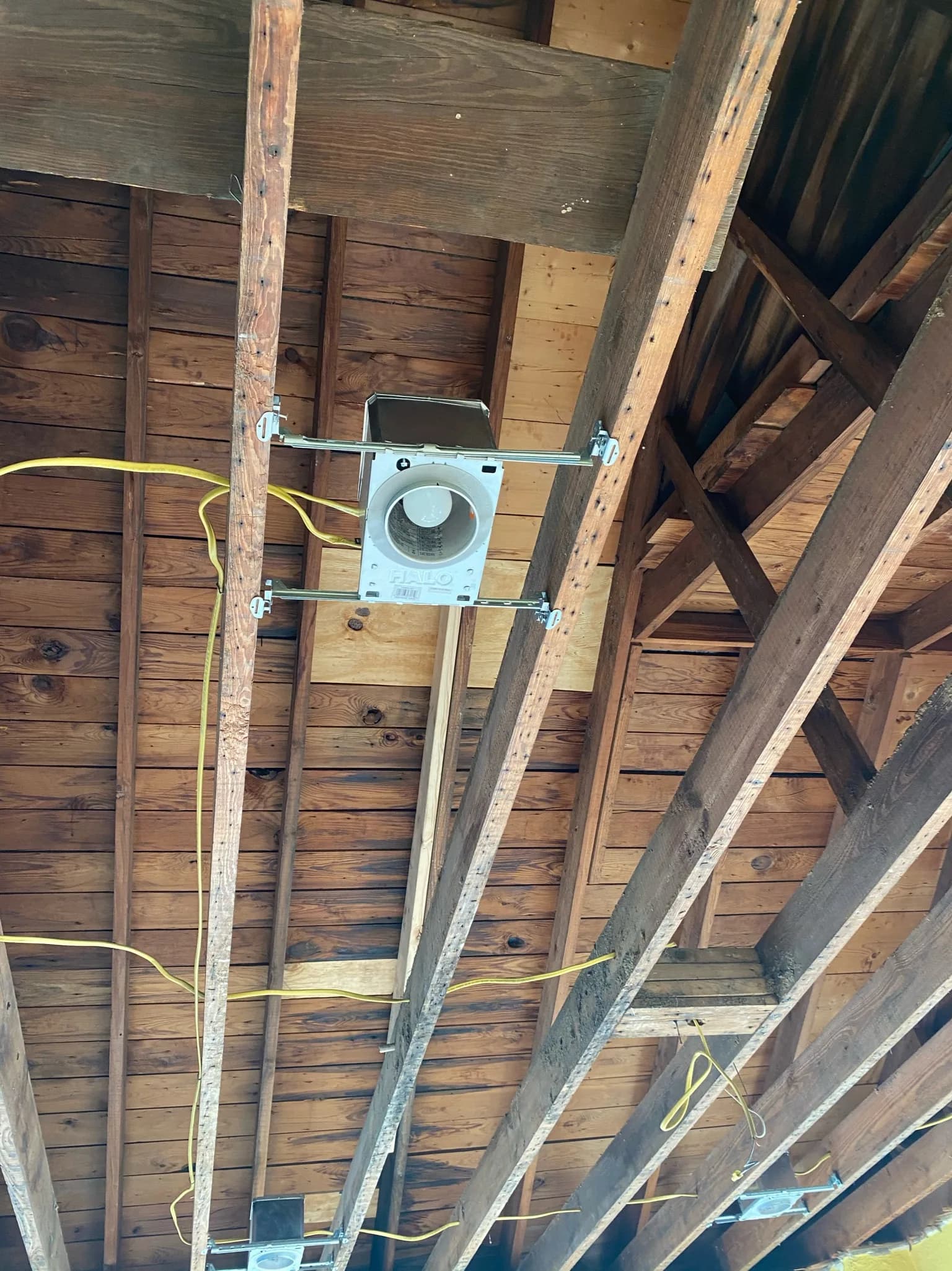 Electrical rough-in during structural phase of a hundred-year-old bungalow — 175 19th Ave SE Old Southeast historic bungalow restoration