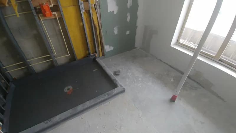Professional bathroom rough-in with shower pan