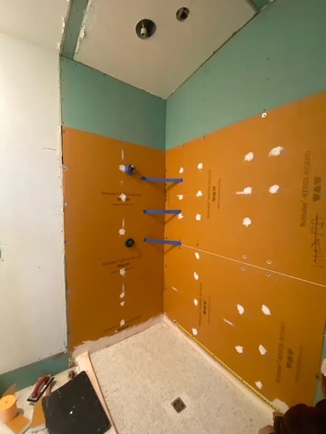 Plumbing rough-in during a bathroom remodel in St. Petersburg