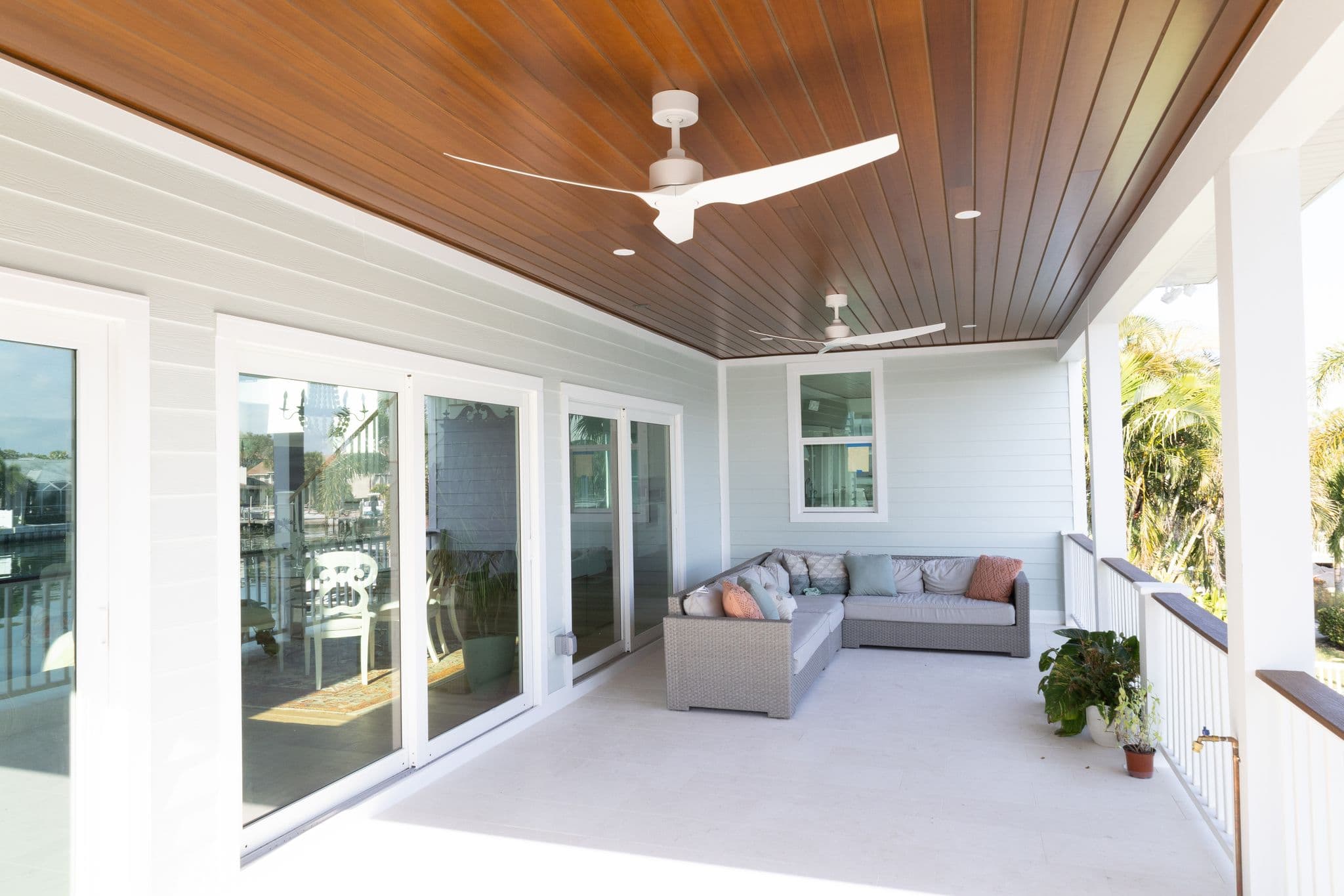 Covered porch on completed elevated flood zone home