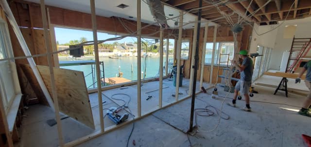 Framing modifications during a kitchen remodel layout change